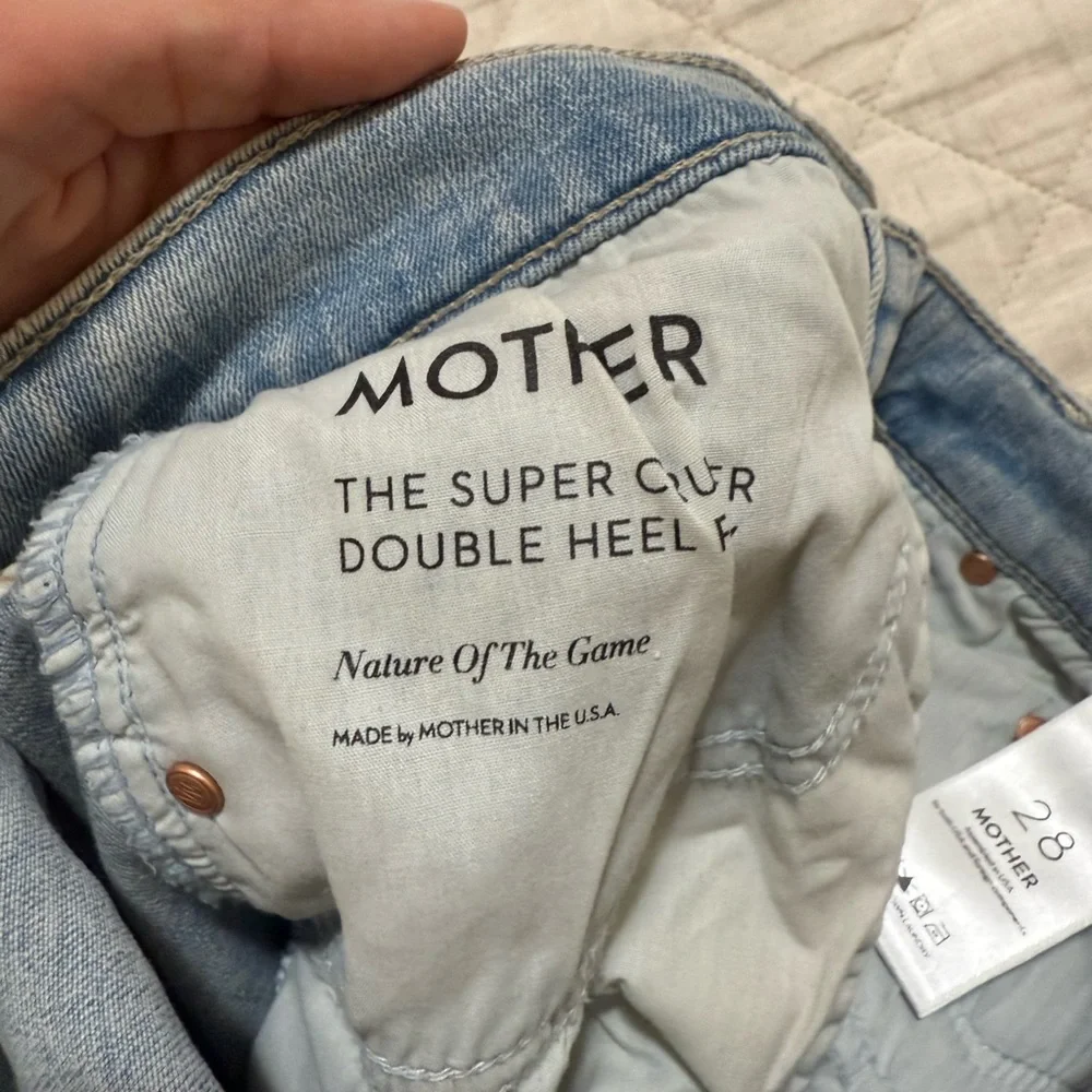 NWT MOTHER Blue Flare Wide Leg Jeans with Distressed Details - Picture 5 of 5